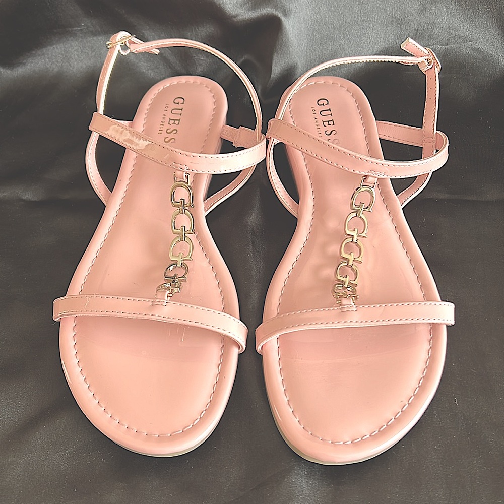 NEW Guess “G” chain Pink Sandals SZ. 10